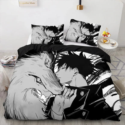 Anime Jujutsu Kaisen Satoru Gojo Bedding Set Boys Girls Twin Queen Size Duvet Cover Pillowcase Bed Kids Adult Home Textileextile