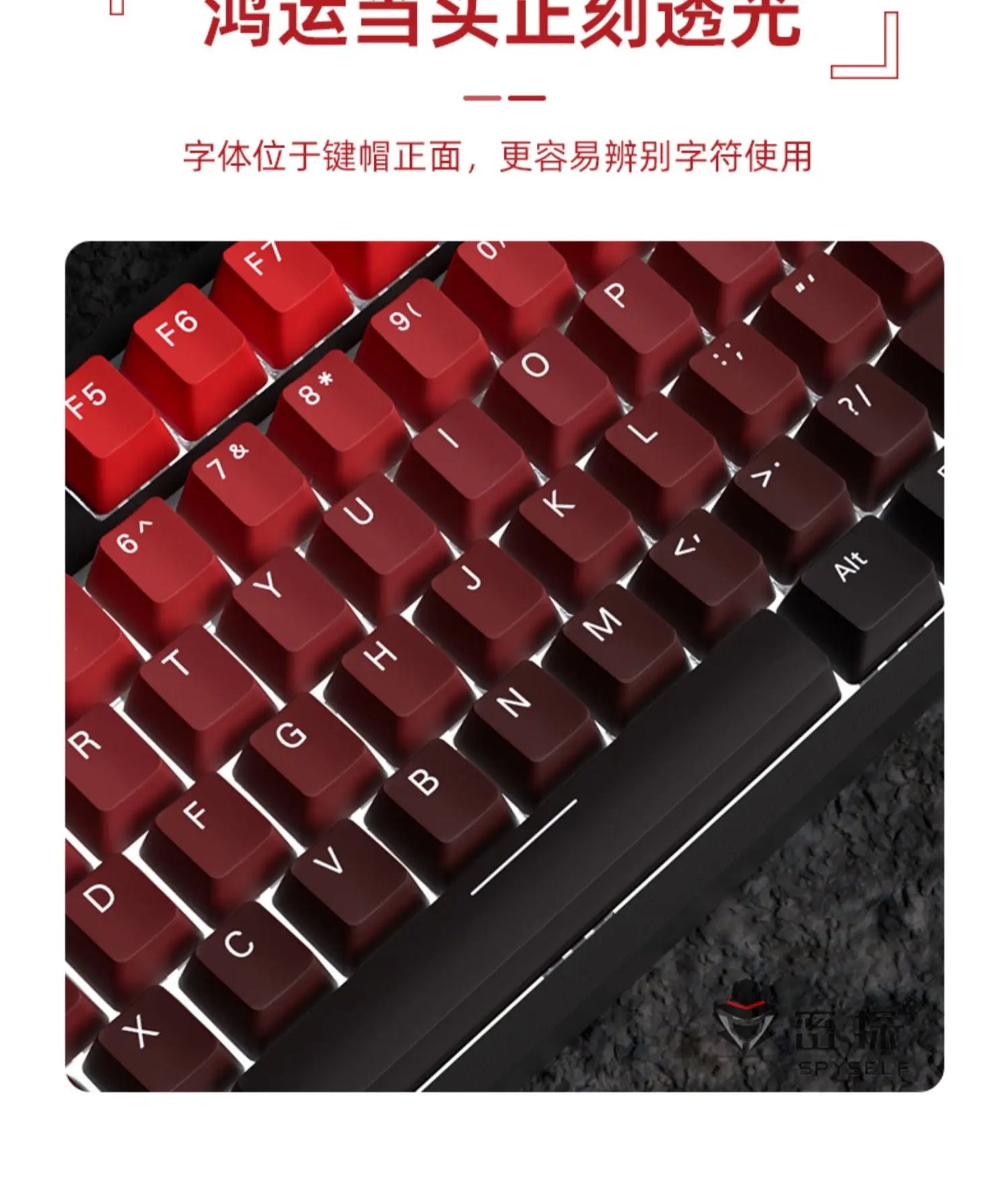 Nuevas teclas para teclado mecánico gaming 60/64/84/98/108 con interruptores MX, 135 teclas OEM PBT con grabado lateral y color degradado rojo y negro
