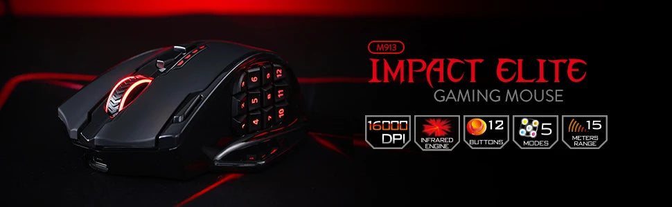 Redragon M913 Wireless Gaming Mouse, 16000 DPI RGB Gaming Mouse, Dual Mode Wired & 2.4GHz Wireless Gaming Mouse with 16 Programmable Buttons