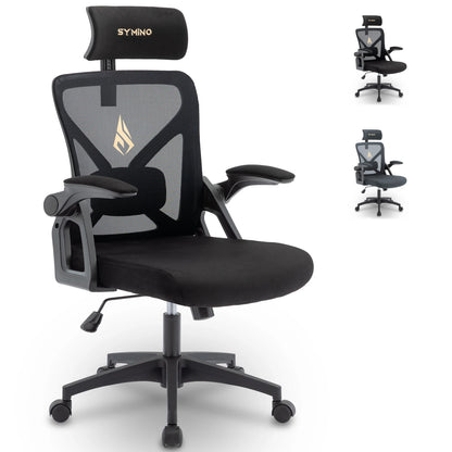 Symino Ergonomic Office Chair with Adjustable Headrest, Armrests & Lumbar Support, Rotating Rocker Executive Desk Chair for Home and Work