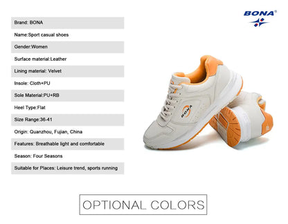 BONA 2023 New Designers Brand Classics  Light Sneakers Women Fashion Running Shoes Casual Walking Footwear Ladies Comfort