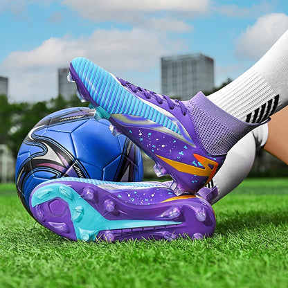 Nouvelles chaussures de football pour hommes, chaussures de sport, chaussures de futsal à cheville haute, chaussures de football de haute qualité, antidérapantes pour intérieur et extérieur, ultralégères, antidérapant