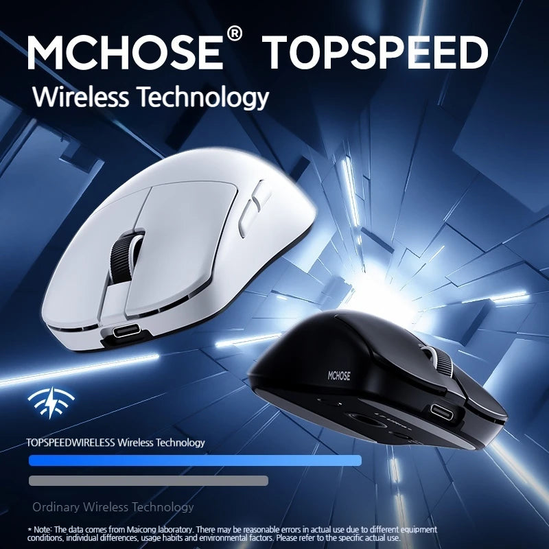 MCHOSE L7 Ultra+ Medium Large håndmus til gaming, e-sport, PAW3950, trådløs med tre tilstande, let kontormus med dual-drive til computer