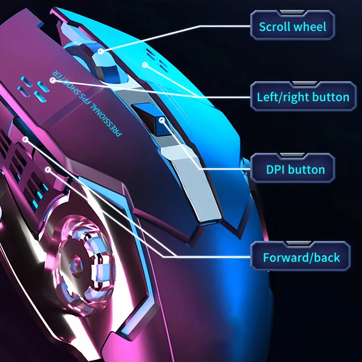 Punjivi bežični gaming miš – tihi Bluetooth/USB, RGB pozadinsko osvjetljenje, e-sport za PC