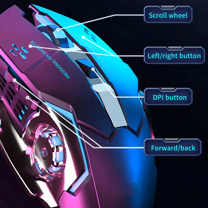 Punjivi bežični gaming miš – tihi Bluetooth/USB, RGB pozadinsko osvjetljenje, e-sport za PC