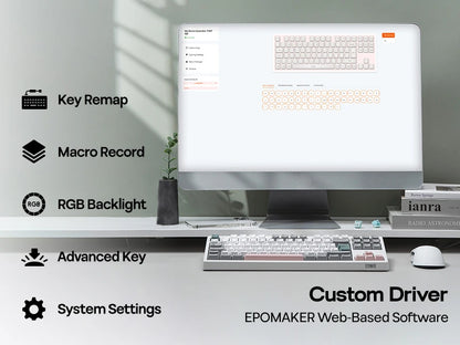 ISO-UK Layout EPOMAKER TH87 TKL Layout Wired/BT/2.4Ghz Wireless NKRO Mechanical Keyboard with 10000mAh Battery & RGB Light