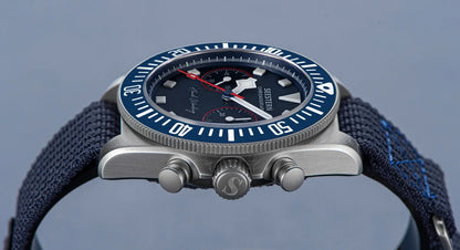 SEESTERN Chronograph Herren-Mechanikuhr Tianjin ST1901 Uhrwerk Saphirglas-Armbanduhr mit Nylon-Klettarmband, Leuchtzeigern und Skelettdesign