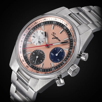 Sugess Mens Watch 38mm Chronograph Mechanical Wristwatches Tianjin Gooseneck Movement Sapphire Crystal Roulette Dial S465 new