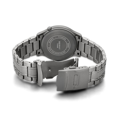 BERNY Titanium Men Quartz Watch AR Coating Sapphire Fashion Wristwatch Luminous VH31 Ultra-thin Wristwatch Waterproof 5ATM Watch