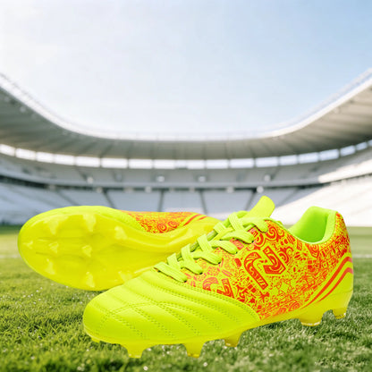 Chaussures de football AG FG pour hommes, tige en PU souple, structure de crampons renforcée, pour adultes, pour les matchs et entraînements de football en plein air sur pelouse.