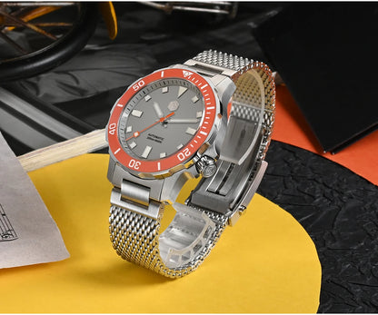 San Martin Original Design Diver 39.5mm V2 Men Watch NH35 Automatic Mechanical Watch Milanese Bracelet Waterproof 200m Luminous