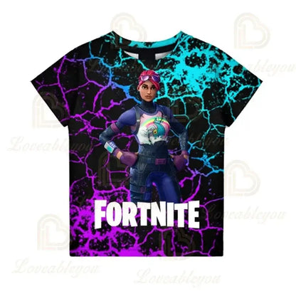 Fortnite Boys T-shirt Kids Tops Summer Children Clothes 3D Funny Battle Royale Game Graphics T-Shirt Toddler Girls Top Tee