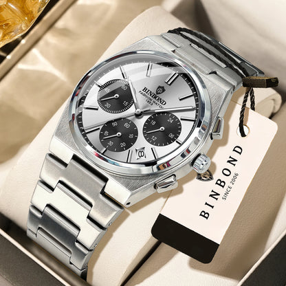 BINBOND ceas cu cuarț precis pentru bărbați, robust, cu dată automată, cronograf, luminat, rezistent la apă, ceas de lux pentru bărbați, stil casual Reloj