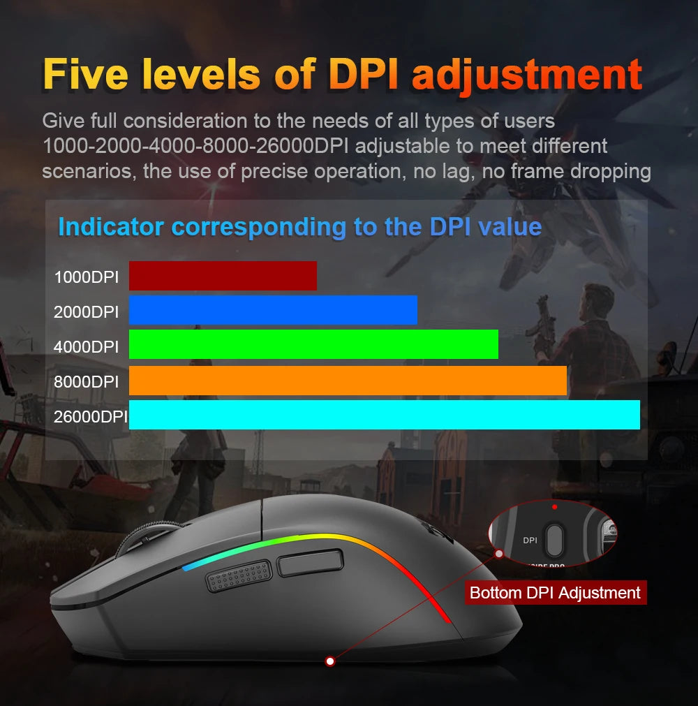 Mouse gaming REDRAGON DEICIDE M816 PRO RGB USB cu suport Bluetooth 2.4G wireless, 26000 DPI, 6 butoane pentru gameri, mouse cu fir pentru computer