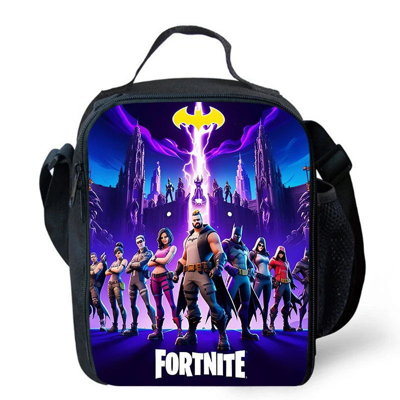 Risankasta torba za kosilo Fortnite, prenosna izolirana torba za kosilo, večkratno uporabna torba za shranjevanje hrane, primerna za otroke in študente.