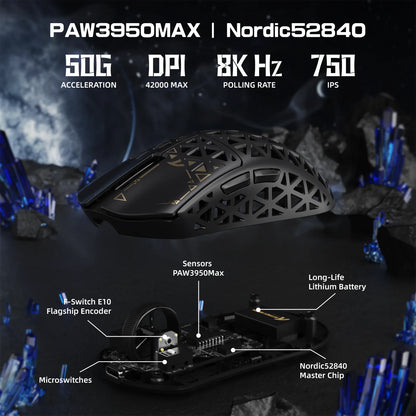 ATTACK SHARK R5 Ultra 8K Carbon Fiber kabellose Gaming-Maus mit 42000 DPI-PAW3950 MAX Sensor – 39g ultraleicht für Win/Mac