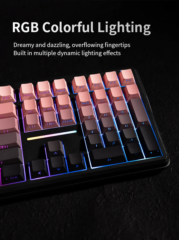 V108 Pro Bluetooth Keyboard  Office Low Noise 2.4G Wired&Wireless Full Layout with RGB Backlit Membrane