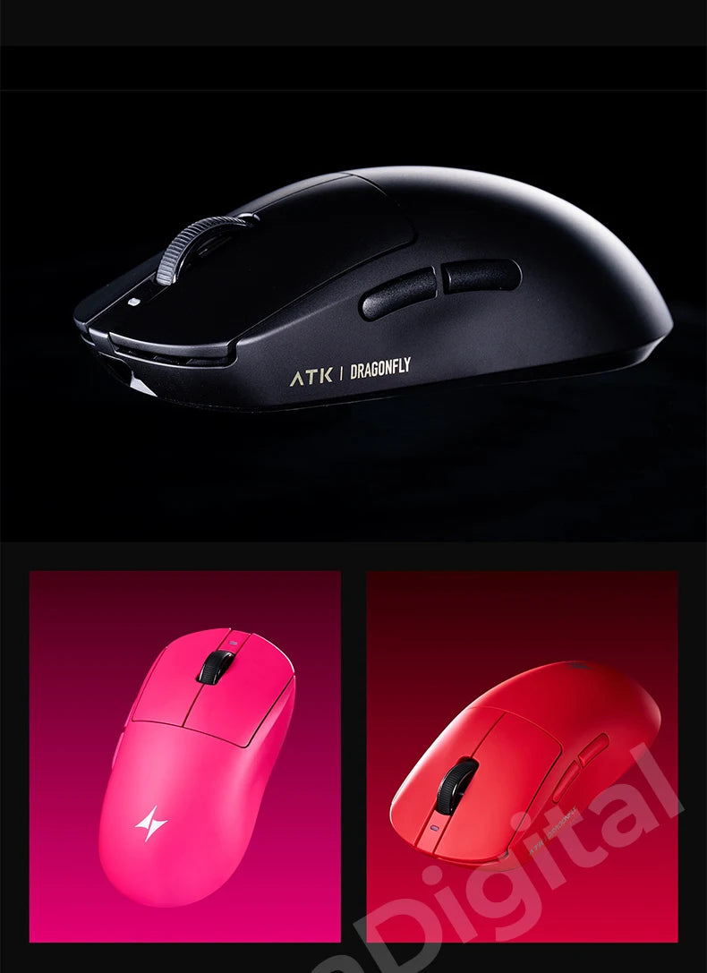 ATK Dragonfly A9 Ultimate Wireless Gaming Mouse, PAW3950 Ultra Sensor, 8KHz Polling Rate, Ultra Lightweight Ergonomic Gaming Mouse for FPS & Esports
