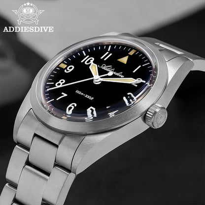 ADDIESDIVE 36mm AD2502 Watch for Men 100M Waterproof Titanium Alloy VH31 Movement Bubble Mirror Glass Luminous Quartz Watches