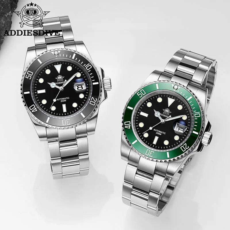 ADDIESDIVE Luxury Men's Automatic Watch 8215 Mechanical Watch BGW9 Luminous Sapphire Glass Diver's Watch Men Analog Watch AD2503