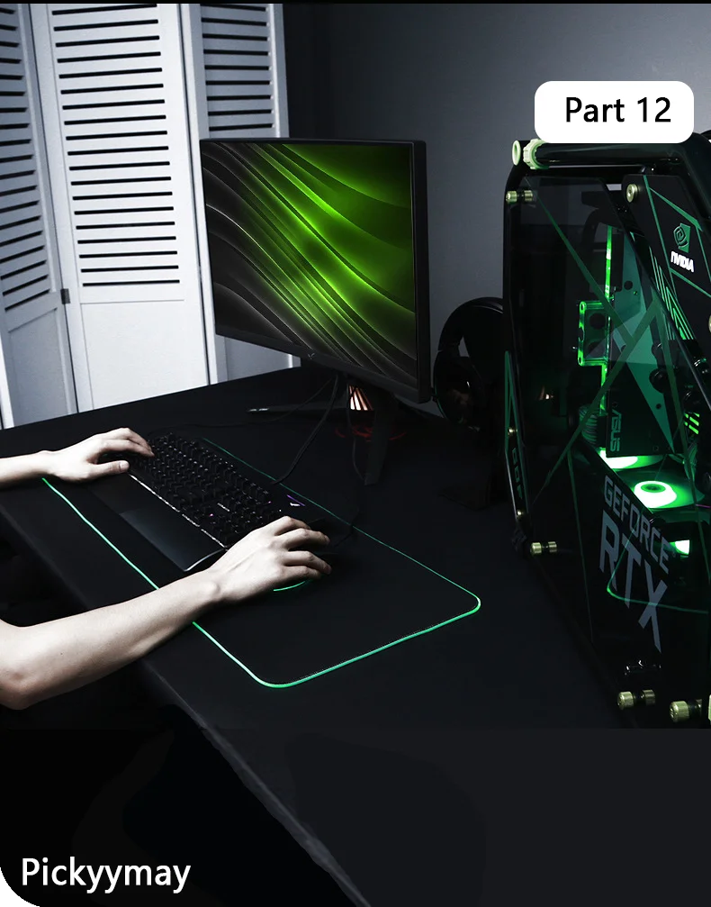 Velká RGB herní podložka pod myš, LED podložka pod myš pro hráče, podložka na stůl k PC, RGB podložka pod klávesnici XXL 90x40cm