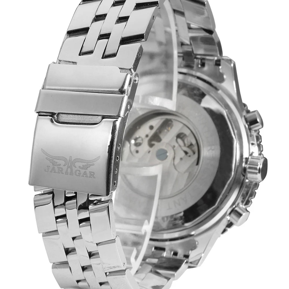 Jaragar 50MM Automatic Mechanical Watch for Men, Multifunctional, Date Month Week Display, 3ATM Waterproof, Business Casual Style