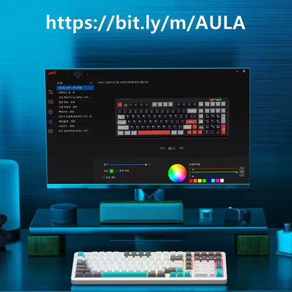 AULA×LINGBAO K98 Wireless Mechanical Keyboard Custom Korean Letters PBT Keycaps Hot-swappable LEOBOG Switch 90% Layout