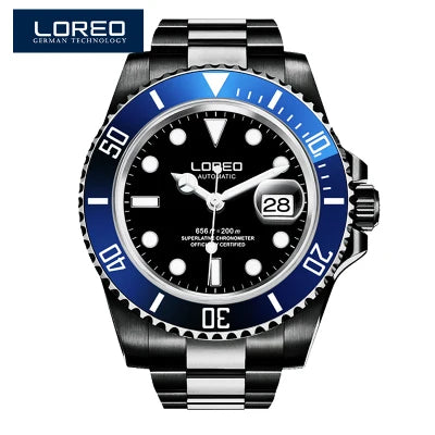 LOREO Original Men's Business Watch 20ATM Waterproof Wristwatch Top Brand Casual Sport Seagull Automatic Mechanical Watch Men