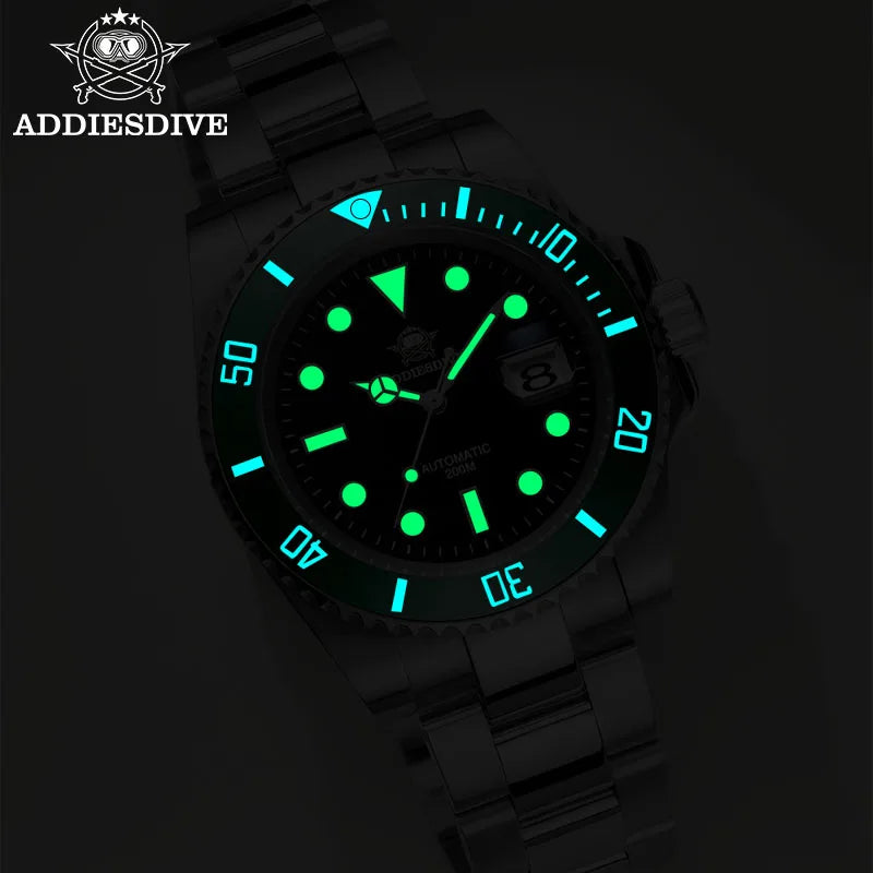 ADDIESDIVE Luxury Men's Automatic Watch 8215 Mechanical Watch BGW9 Luminous Sapphire Glass Diver's Watch Men Analog Watch AD2503