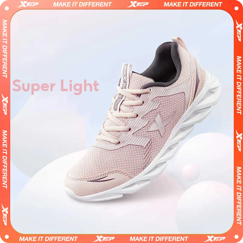 Xtep Running Shoes Non-Slip Soft Women’s Sports Shoes Leather Upper Shock Absorption Female Sneakers 879318110073
