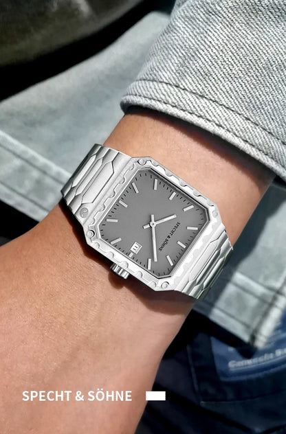 Specht & Söhne New Luxury Square 222 Watch Waterproof Male Clock Luminous Sapphire Stainless Steel Blue Men Watch Reloj Hombre