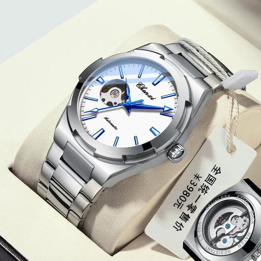 Men's Fully Automatic Mechanical New Trend Steel Strip Business Hollow Waterproof Male Fashion Wristwatches High End Gifts