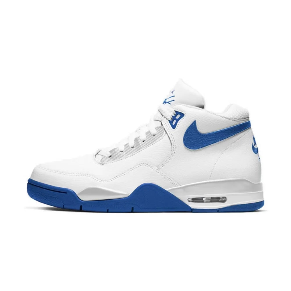Nike Flight Legacy – bekväma och mångsidiga retro-basketskor i mellanhög modell för herrar, vit/blå, BQ4212-103