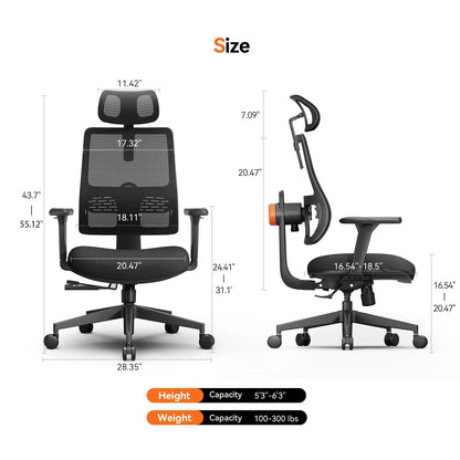 NEWTRAL MAGICH003 Ergonomic Office Chair, Auto-Following Backrest, Adaptive Lower Lumbar Support, Adjustable Headrest Seat Depth