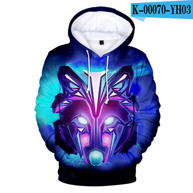 Cool Space Galaxy Wolf Hoodie Hoodies Men Bright Wolf Fashion Handsome Wolf Hoodies Spring Autumn Pullovers Sweatshirts Sweat