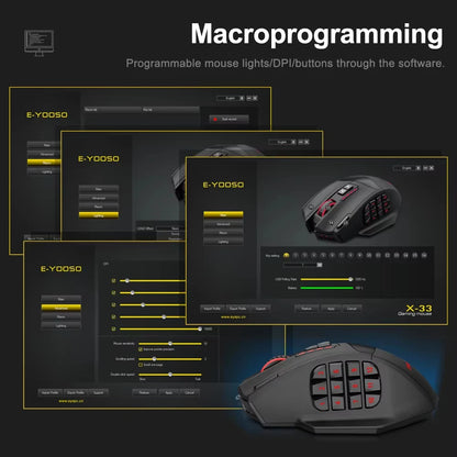 E-YOOSO X-33 RGB Gaming Mouse 16000 DPI Wired USB Gaming Mouse with 18 Programmable Buttons for PC & Laptop