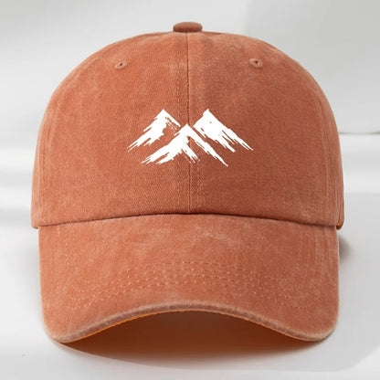 Interesting baseball cap, mountain print, outdoor men's casual sports, breathable duckbill cap, washed retro sun hat