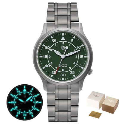 BERNY Titanium Men Quartz Watch AR Coating Sapphire Fashion Wristwatch Luminous VH31 Ultra-thin Wristwatch Waterproof 5ATM Watch
