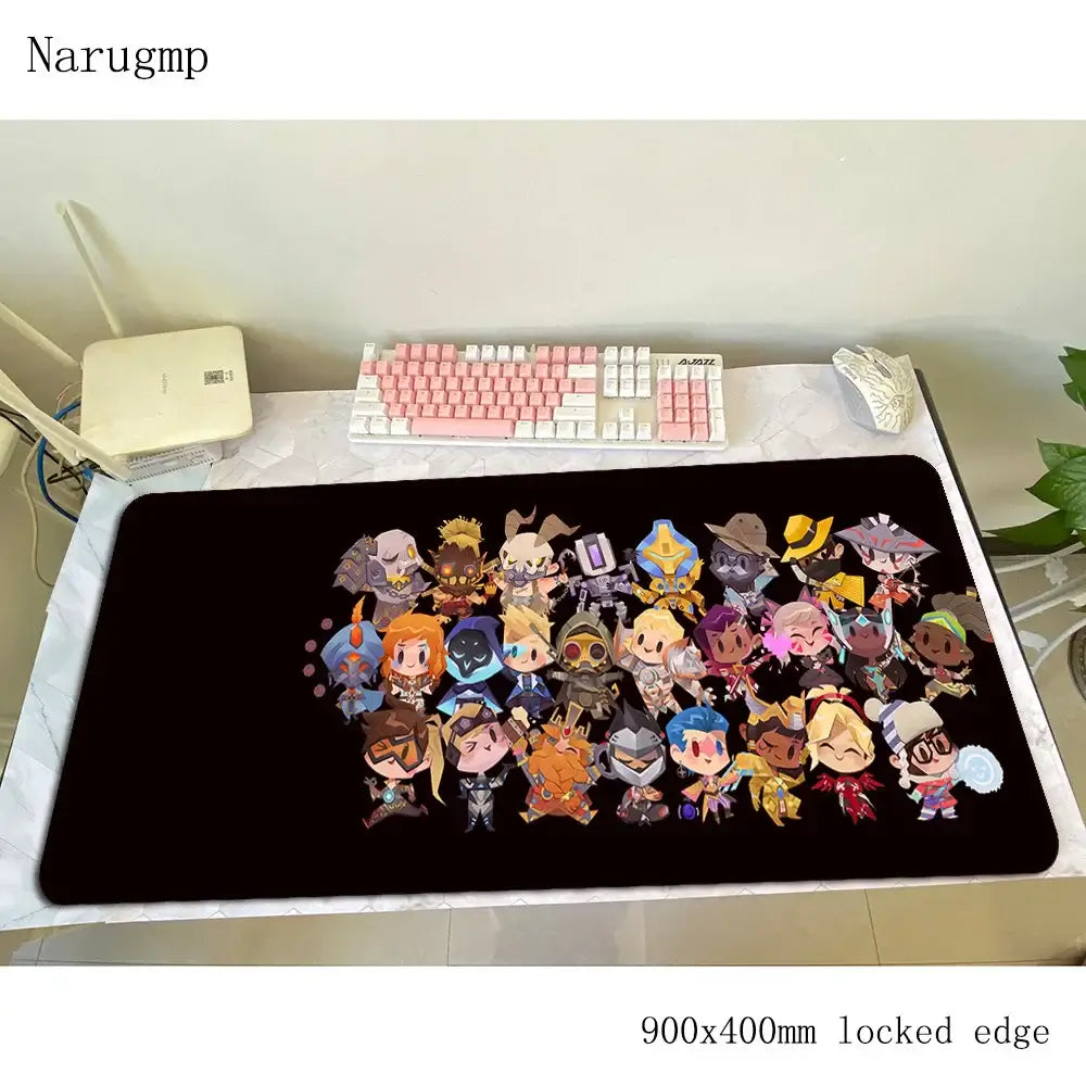 Tappetino mouse Overwatch regalo di compleanno, tappetino per computer 900x400x3mm, mousepad gaming grande, tappetino per mouse e tastiera per giochi PC gamer da scrivania