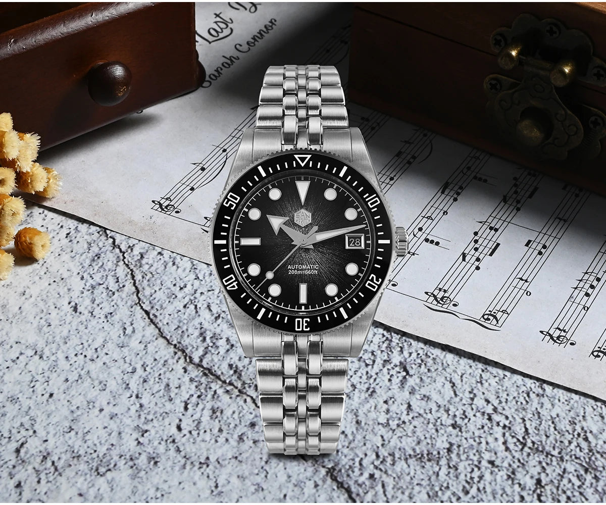 San Martin 37.5mm 40mm Men Diver Watch Miyota 9015 Enamel Dial Luxury Automatic Mechanical Wristwatch Waterproof 200m SN0148