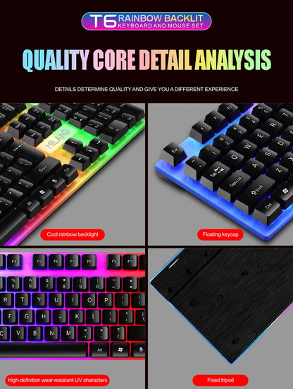 104 Keys USB Wired Keyboard RGB Gaming Keyboard 1.3M Cable Mechanical Sensation Membrane Keyboard For PC Laptop Windows And IOS