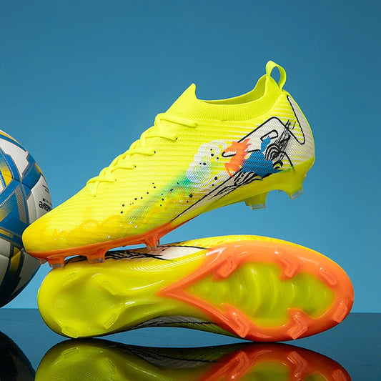New Men's Football Boots Soccer Cleats FG Non-Slip Training Shoes Soccer Shoes Long Spikes Match Ultralight Outdoor Drop Shipping