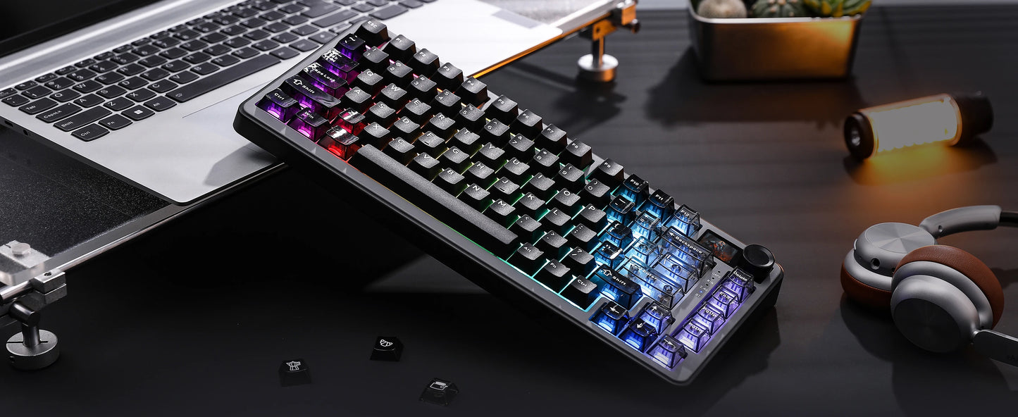 YUNZII B75 PRO MAX Wireless Mechanical Keyboard, QMK/VIA Custom 75% Gaming Keyboard with Screen&Knob, Creamy Sounds for Win/Mac