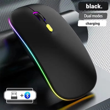Ratón inalámbrico recargable de doble modo, compatible con Bluetooth y USB 2.4G, para ordenador, portátil, iPad, tablet y notebook, ratón gaming