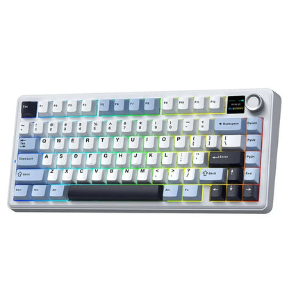 Tastiera meccanica gaming AULA F75 MAX 2.4G Wireless/BT/cablata, hot-swap RGB, 75%, 81 tasti, tastiera da ufficio con schermo TFT