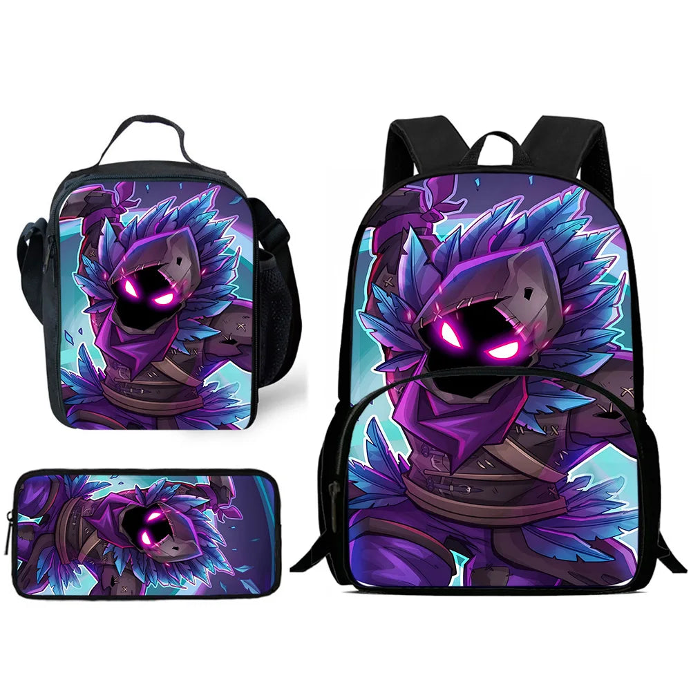 Hot Game Child Backpacks Lunch Bag Pencil Case Pupil Large Capacity School Bags Design-F-FortniteS For Boy Girl Best Gift