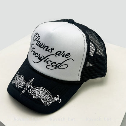 Printed Letters Wing Baseball Hats Hip Hop Breathable Color Block New Unisex Personal Sunshade Mesh Versatile Trucker Caps ins