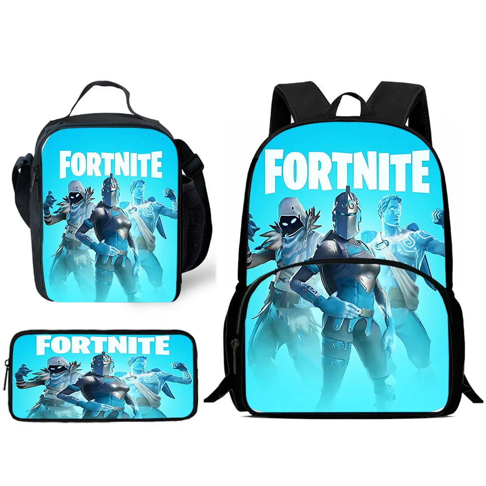 Hot Game Child Backpacks Lunch Bag Pencil Case Pupil Large Capacity School Bags Design-F-FortniteS For Boy Girl Best Gift