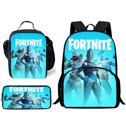 Hot Game Child Backpacks Lunch Bag Pencil Case Pupil Large Capacity School Bags Design-F-FortniteS For Boy Girl Best Gift