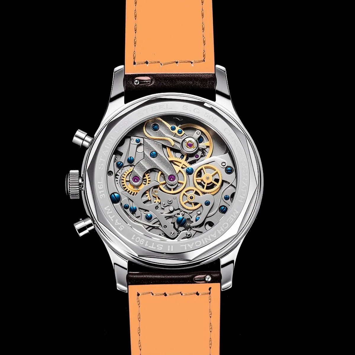 Sugess Chronograph Watch for Man ST19 Swanneck Movement Mechanical Wristwatches Sapphire Crystal Pilot Military Racing Clock New